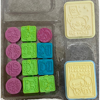 早期 印章 出清 古早味 韓國 插畫 熊熊 兔兔 日記 心情 相機 贈紅藍海綿印泥（無盒）