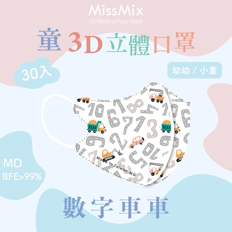 Miss Mix 3D立體醫療口罩（未滅菌）萌娃幼幼童系列 萌娃小童系列 MIT 台灣製 MD雙鋼印 批發/零售