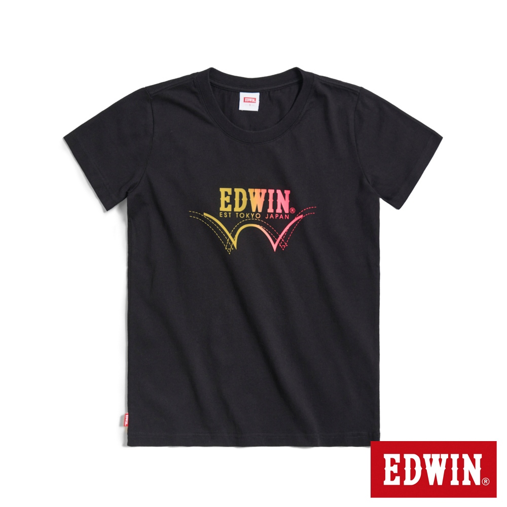 EDWIN 漸層印花短袖T恤(黑色)-女款