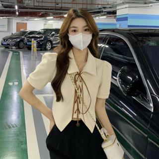 【現*貨】佰分佰/100kg內可穿/大尺碼女裝/短版上衣/不規則/短袖上衣/新款/純欲風/修身/顯瘦/開衫上衣/女生上衣
