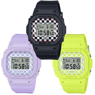 CASIO 卡西歐 BABY-G 滑板潮流 方格旗電子錶－黑/紫/黃 (BGD-565GS-1/6/9)