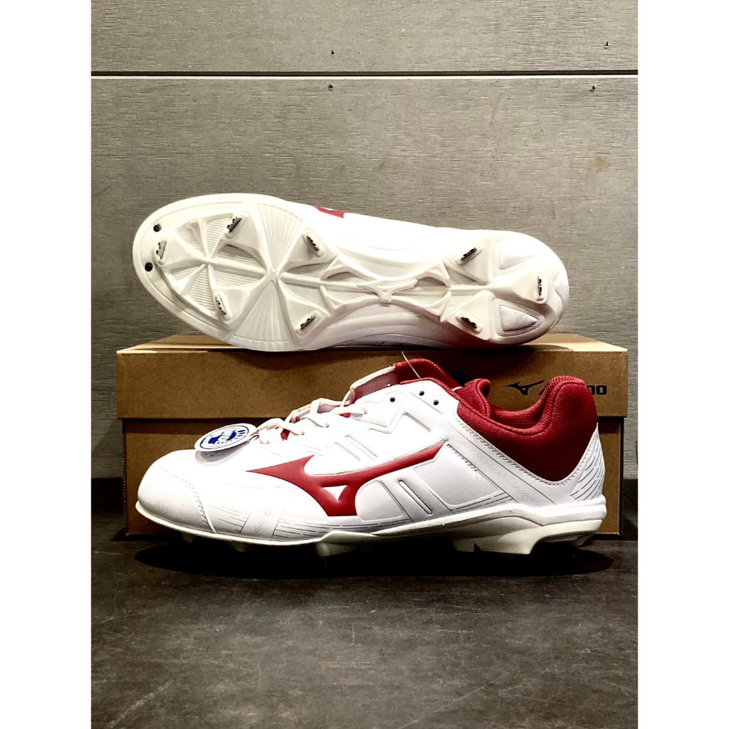 【熱火體育】Mizuno Lightrevo Buddy 2 棒球釘鞋 白/紅 11GM232662