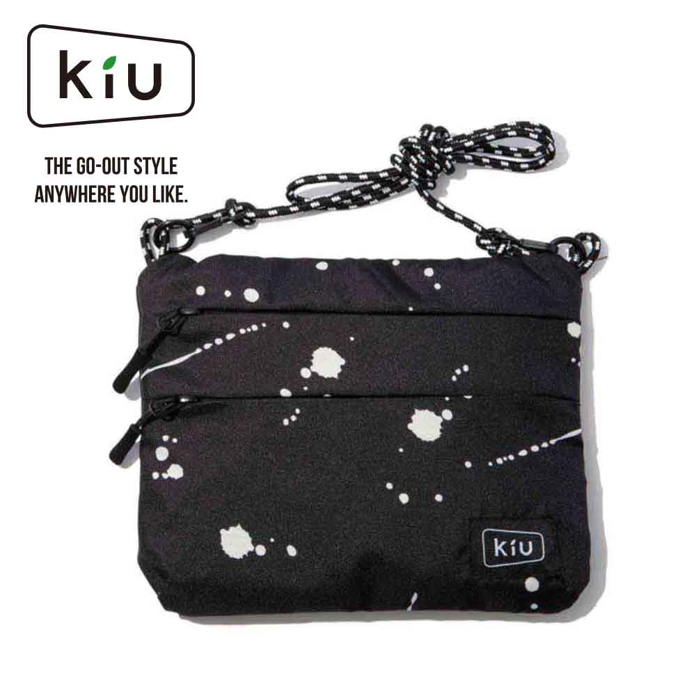 【KIU】日本 原廠貨 中性 WATERPROOF SACOCHE W ZIPPER 隨身包 潑墨黑(K67-135)