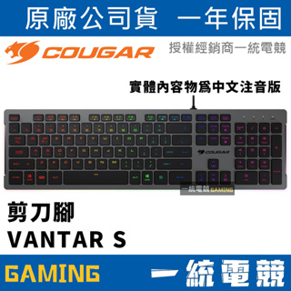 【一統電競】美洲獅 Cougar VANTAR S 剪刀腳 RGB 有線薄鍵鍵盤 中文版 可調腳架