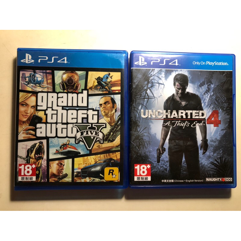 36 兩款合售 不分售 PS4 俠盜獵車手5 附地圖 繁體 中文版 GTA5 秘境探險4 Uncharted 4 PS