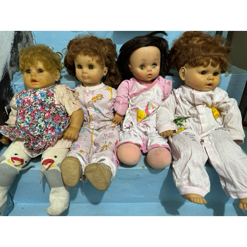 （4個合售） 70-80年代 懷舊 早期老娃娃 眨眼娃娃 玩偶 布偶 軟塑膠頭