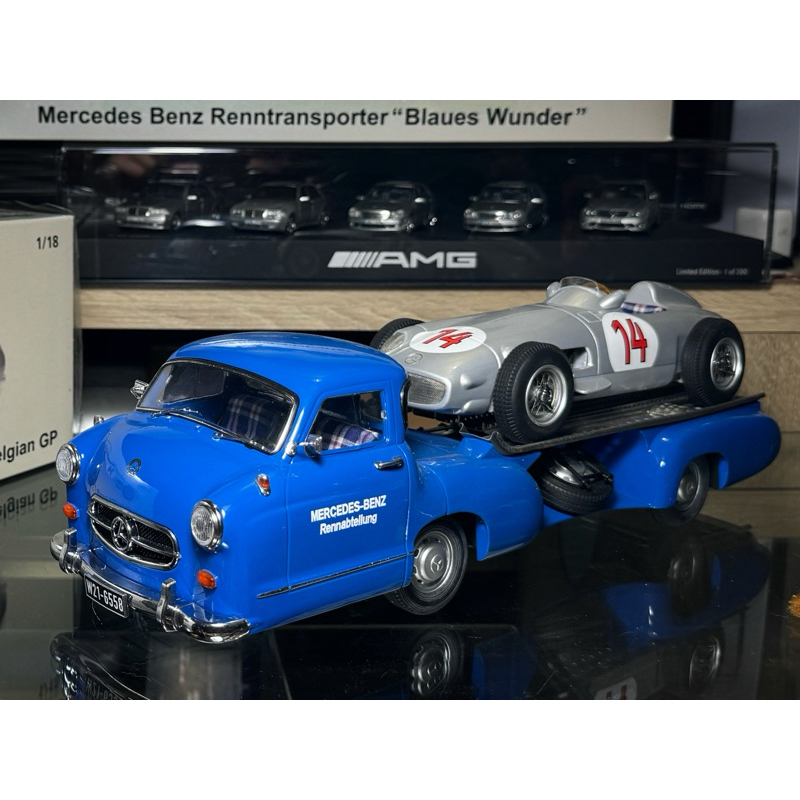 原廠 1/18 Mercedes-Benz Renntransporter 1955 blue wonder 運輸車