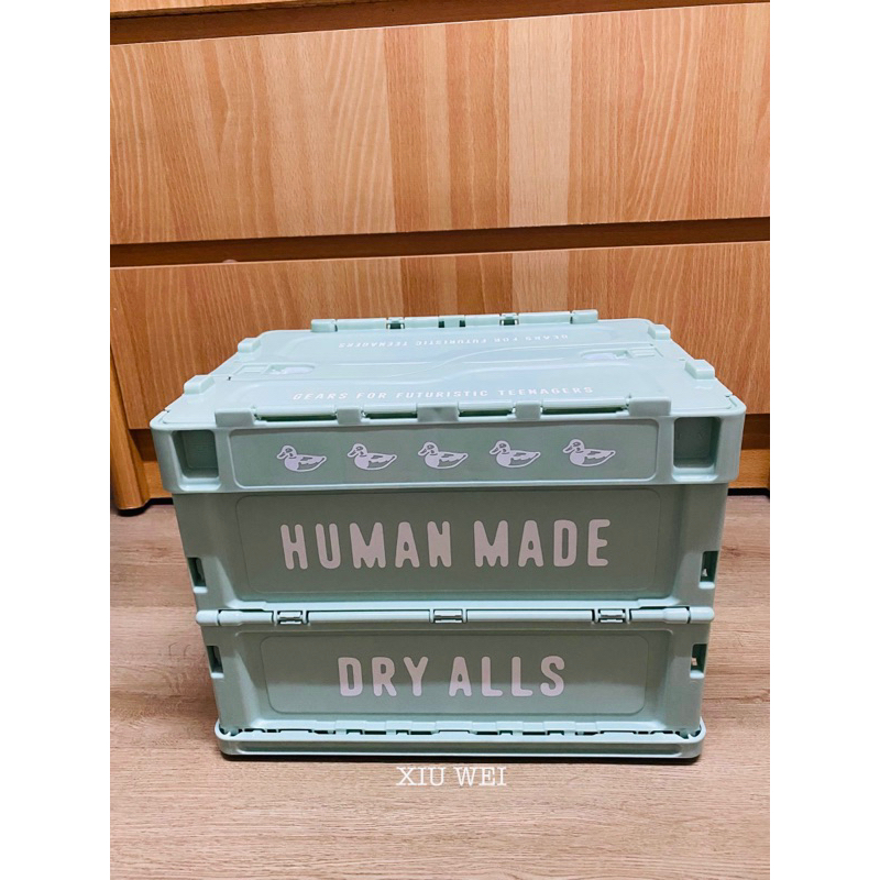 全新HUMAN MADE CONTAINER 20L鴨子🦆折疊收納箱 箱子露營收納箱 置物箱 💚彡 粉綠色🇯🇵日本公司貨