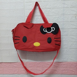 Hello Kitty 紅色行李袋 可愛收納袋 可手提 可肩背
