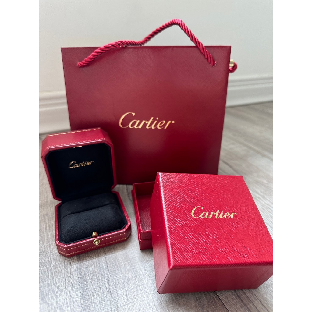 Cartier經典高雅紅色戒指盒附紙袋 耳環盒 手鍊盒 首飾盒 飾品盒 珠寶盒 婚禮小物 紙盒 禮物盒