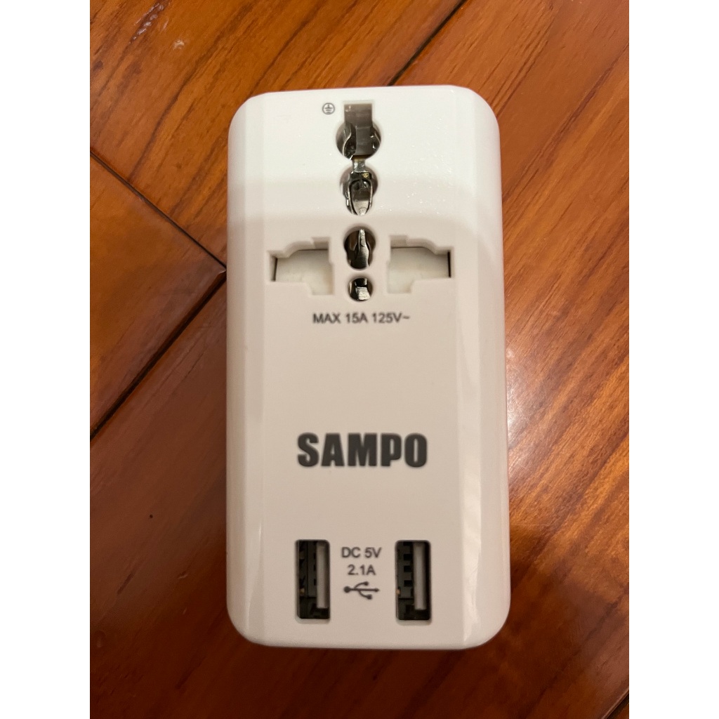 &lt;二手&gt; SAMPO 聲寶 單USB萬國充電器轉接頭 白色 EP-UA2CU2 旅行萬用轉接 USB充電器