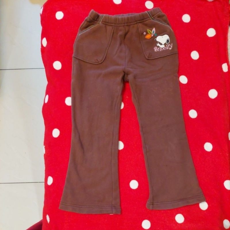 二手品牌童裝，史努比兒童秋冬厚款純棉長褲，適合身高110-120cm 左右。
