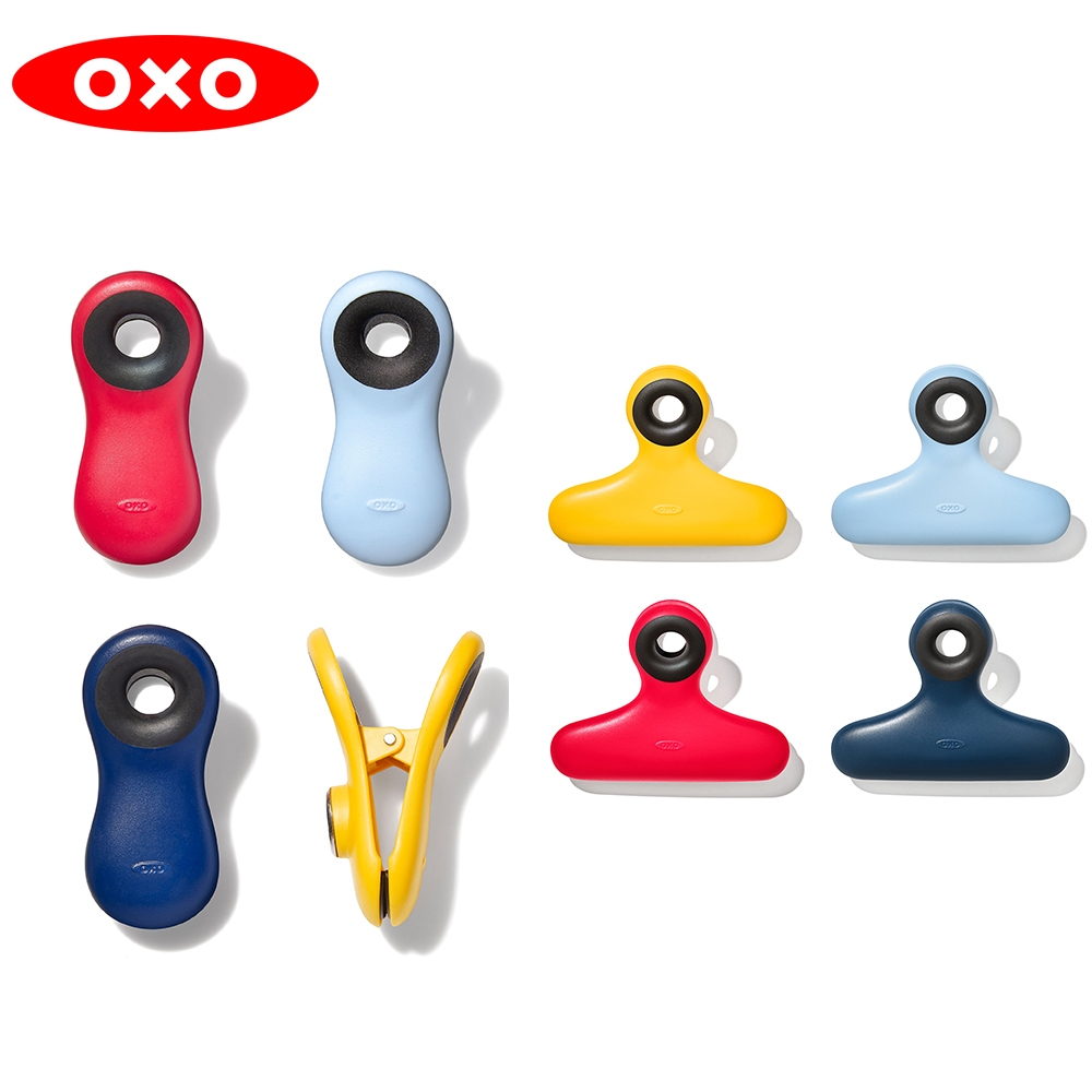 新品上市 限量販售 【OXO】 直立式/橫式   磁吸工具夾四件組    封口夾/冰箱貼/磁吸/辦公室小物