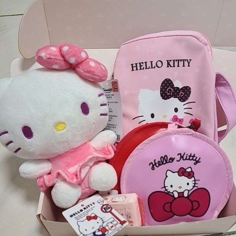 正版kitty娃娃+正版kitty手機袋禮盒組