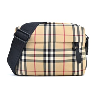 BURBERRY Paddy經典格紋帆布斜揹包(卡其)｜100%原廠真品｜JS Maxx官方旗艦館