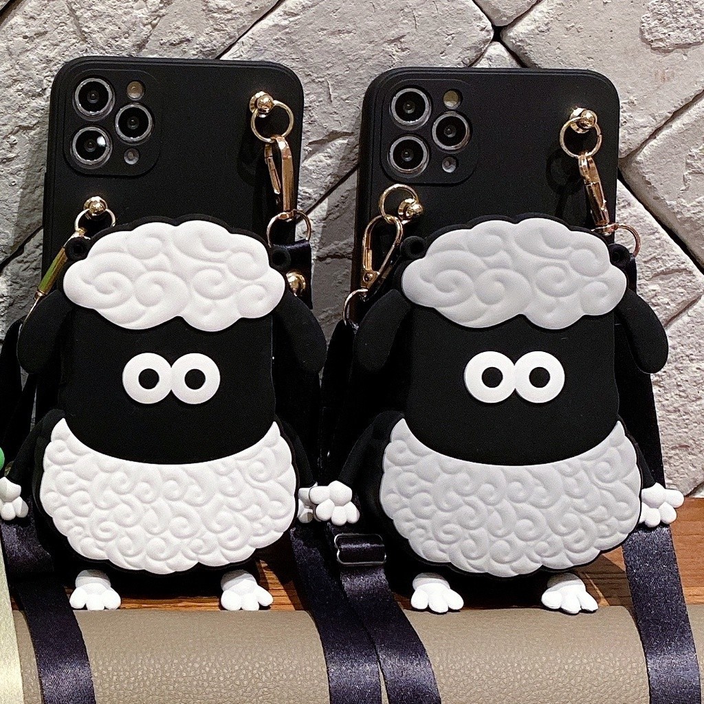 可愛卡通小綿羊零錢包手機殼適用OPPO Realme 8 9 10 PRO C11 C12 C15 C17 C25