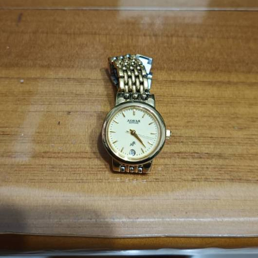 ASWAR 雅時豪 奢華典藏 18K 鍍金女錶 腕錶 石英錶 復古金錶 石英鋼錶 古董18K鍍金手錶 需自行更換電池