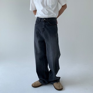 【FJstore】NJ043 韓系微刷白 寬鬆拖地感 牛仔褲 Baggy pants 男生長褲 女生長褲 牛仔長褲