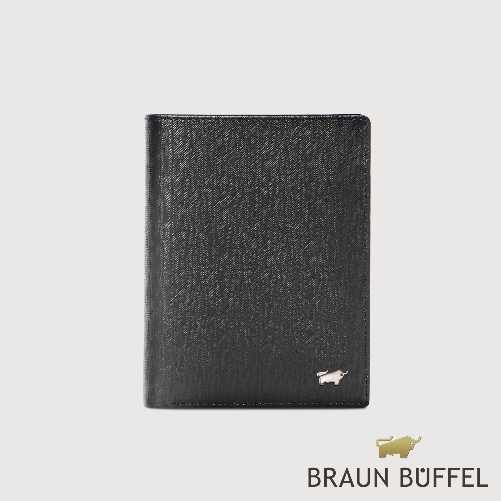 【BRAUN BUFFEL 德國小金牛】台灣總代理 HOMME-M 9卡直立中夾-黑色/BF306-359-BK