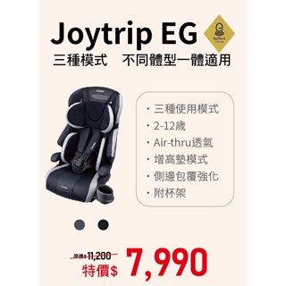 康貝 Combi Joytrip EG 成長型汽車安全座椅-動感黑/跑格藍