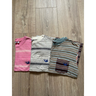Uniqlo男童條紋鯨魚🐳口袋T恤三件組（140cm*1+150cm*2)