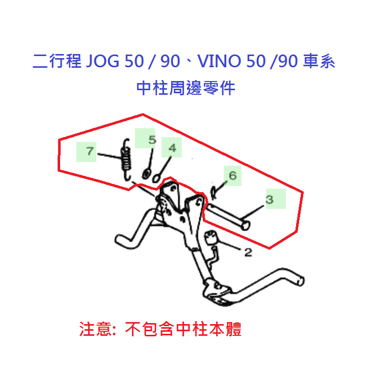 山葉 JOG 50 90 二行程 勁風 PRO 3XG 中柱配件 彈簧 叉銷 中柱芯 中柱墊片 原廠 3XG