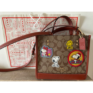 美國 近全新 正品 coach 聯名 snoopy 徽章托特包 手提包 側肩包 斜背包