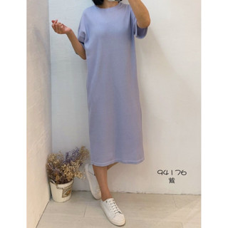 《MIKA米卡服飾》華夫格口袋長洋裝 韓版洋裝 素面洋裝 側口袋洋裝 鬆餅格洋裝 長版上衣 韓版棉T 涼棉洋裝 女裝