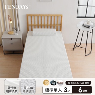 TENDAYS 舒眠柔睡紓壓薄墊3尺標準單人(6cm厚 記憶棉層+高Q彈纖維層)買床送枕
