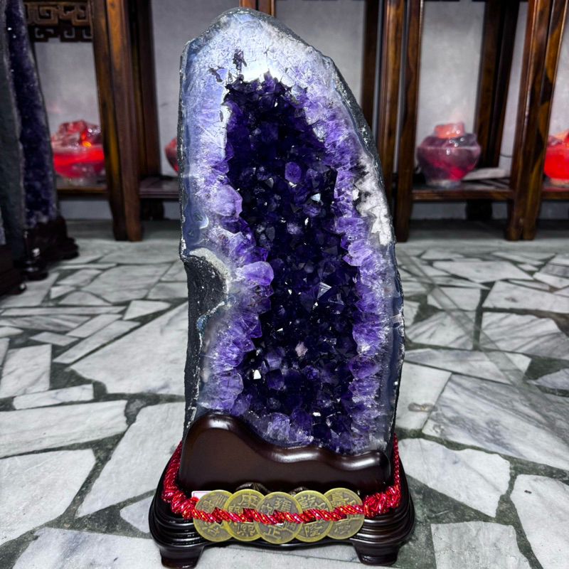 招財火型紫水晶洞♥️頂級巴西 紫水晶洞 ESPa++✨15.02kg❤️共生瑪瑙 鈦晶邊 頂級帝王紫度 自擺旺 送禮收藏