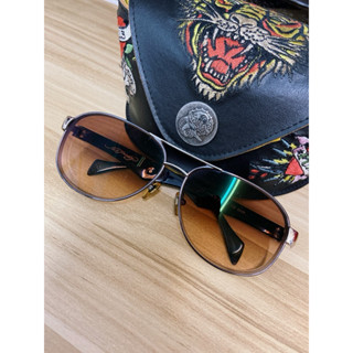 Ed Hardy 美國經典潮牌太陽眼鏡｜茶琥珀飛行員款墨鏡