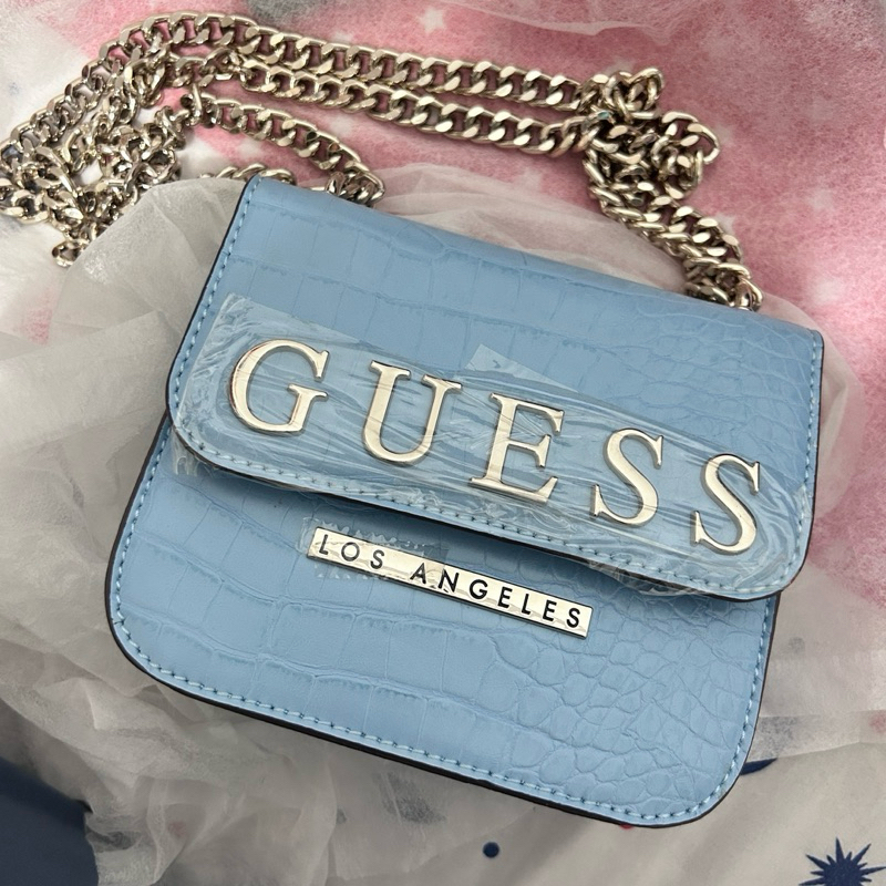 GUESS 皮革方形小包包🩵9.5成新🆕