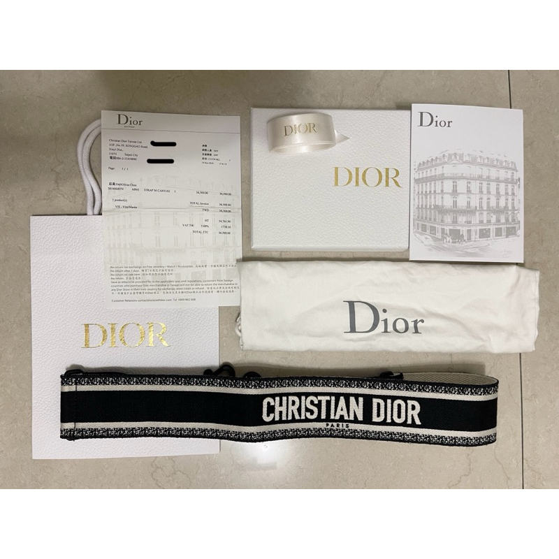 Dior 肩帶 黑色超啞光 Christian Dior 刺繡背帶