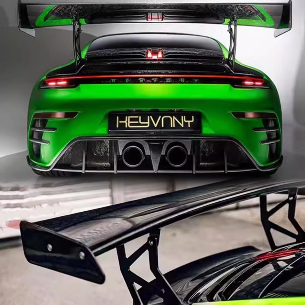 適用於Porsche 911 992 乾式碳纖維KEYNNY樣式- 乾碳尾翼 定風翼keynny乾碳後擾流後尾翼GT尾翼