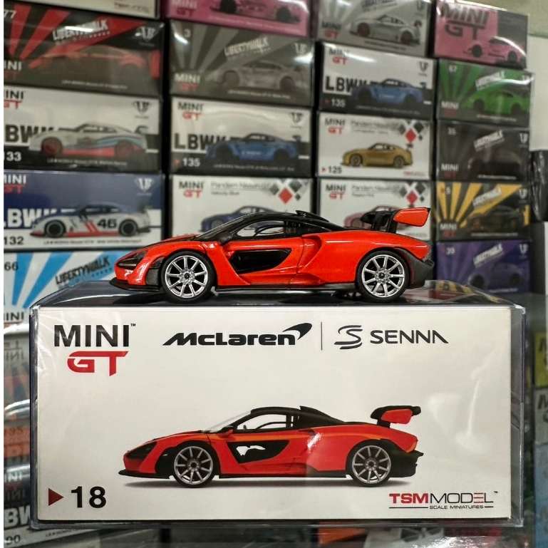 泡泡TOYS Mini GT 18 McLaren Senna 橘色 已拆含膠盒