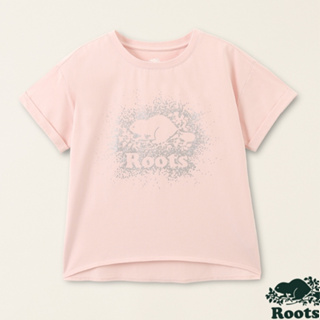 Roots女裝-星際遨遊系列 金屬潑墨海狸寬版短袖T恤