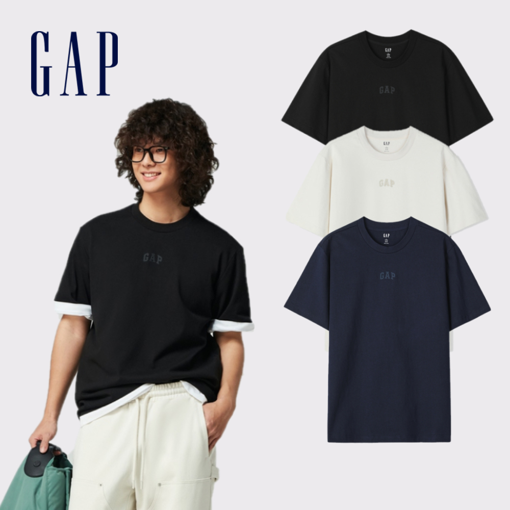 Gap 男裝 Logo純棉圓領短袖T恤 厚磅密織水洗棉系列-多色可選(885843)