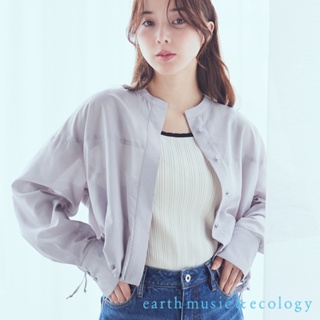 earth music&ecology 中短版隱藏式鈕扣抽繩設計襯衫(1N42L0A0330)