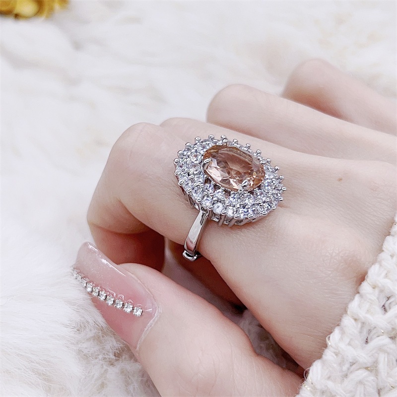 隔日到貨 夢幻逸品  阿蓋爾 粉紅鑽 5克拉 戒指 粉水晶 奧地利水晶 莫桑鑽 可調式戒圍 不退色A184