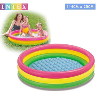 二手 美國INTEX彩虹三層充氣游泳池 戲水池