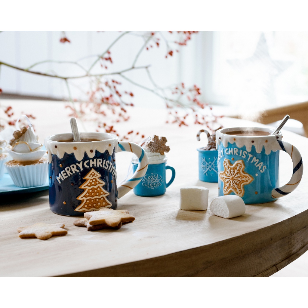 荷蘭 Kaemingk 聖誕馬克杯/ 聖誕糖霜/ 350ml/ 藍色/ 隨機出貨 eslite誠品