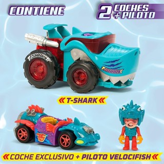 T-Racers | 迷你飛車隊 彈射卡車 - 巨鯊 迷你賽車 模型車 玩具車 軌道車