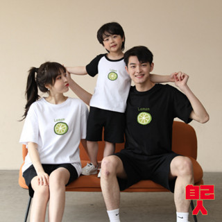 【自己人】 家庭裝 夏季純棉上衣 純棉大尺碼 親子裝短袖 親子出遊度假 韓版寬鬆運動撞色t 四色 XGT短袖 青檸家族