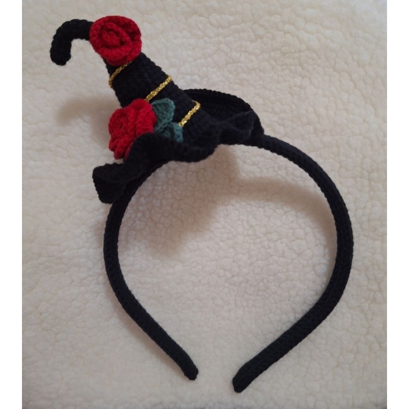 毛線編織 魔女玫瑰帽造型 （兒童）髮箍