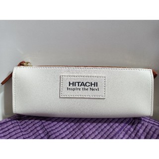 全新現貨微瑕疵/ HITACHI 日立 筆袋 鉛筆盒 PU皮質 米白色