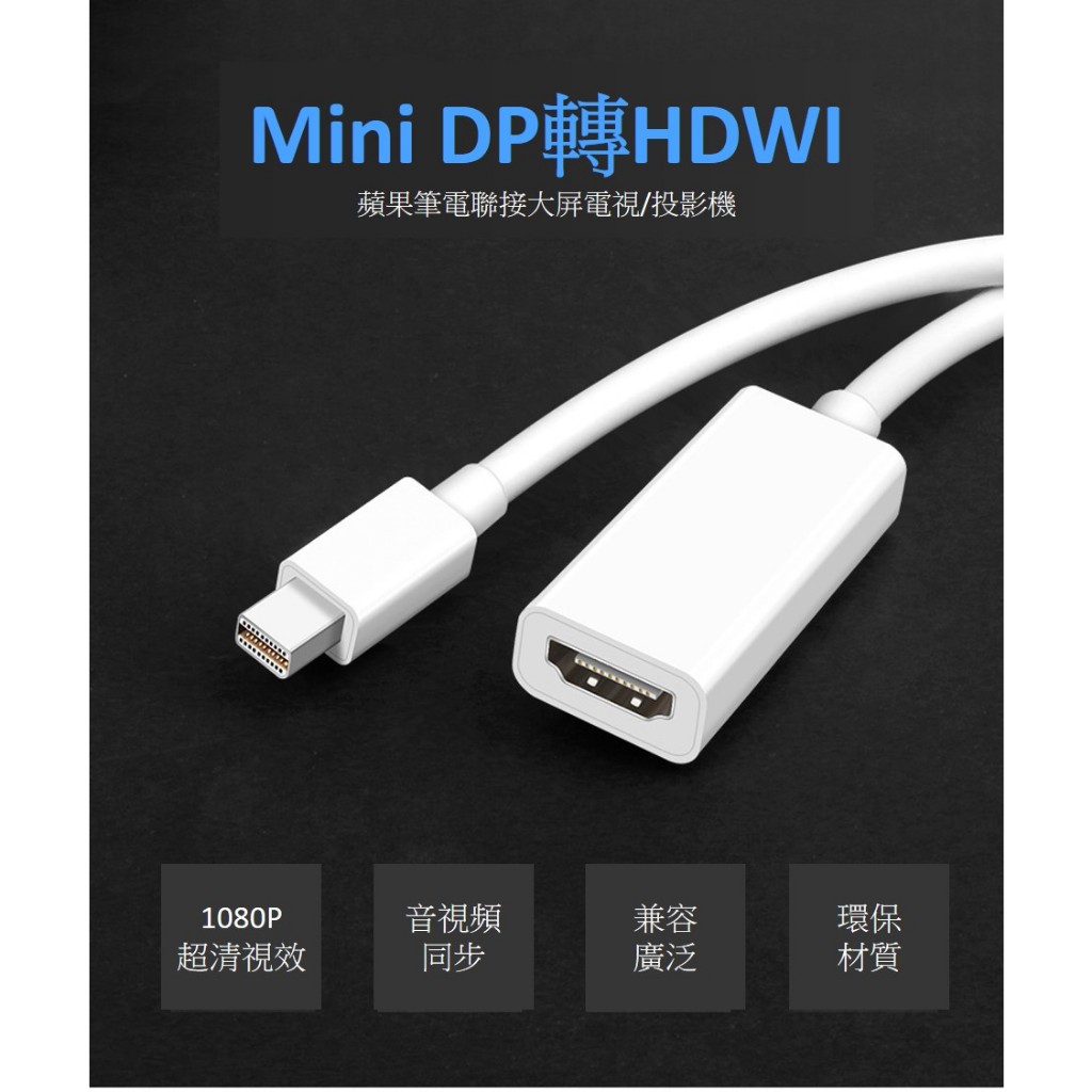 迷你DP 轉 HDMI轉接線 MINI DP 公 To HDMI母 4K 轉換器 25cm 小DP轉hdmi