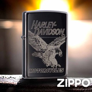 ZIPPO Harley-DavidsonR防風打火機 48601 高拋光黑 雷射花式填充設計 鏡面光感 終身保固