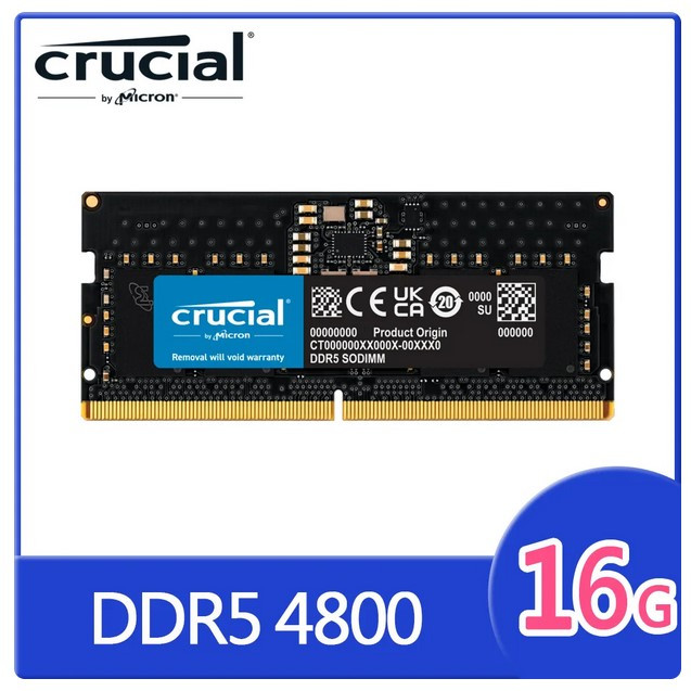 全新盒裝 美光 Micron Crucial NB-DDR5 4800 16G 筆記型記憶體(CT16G48C40S5)