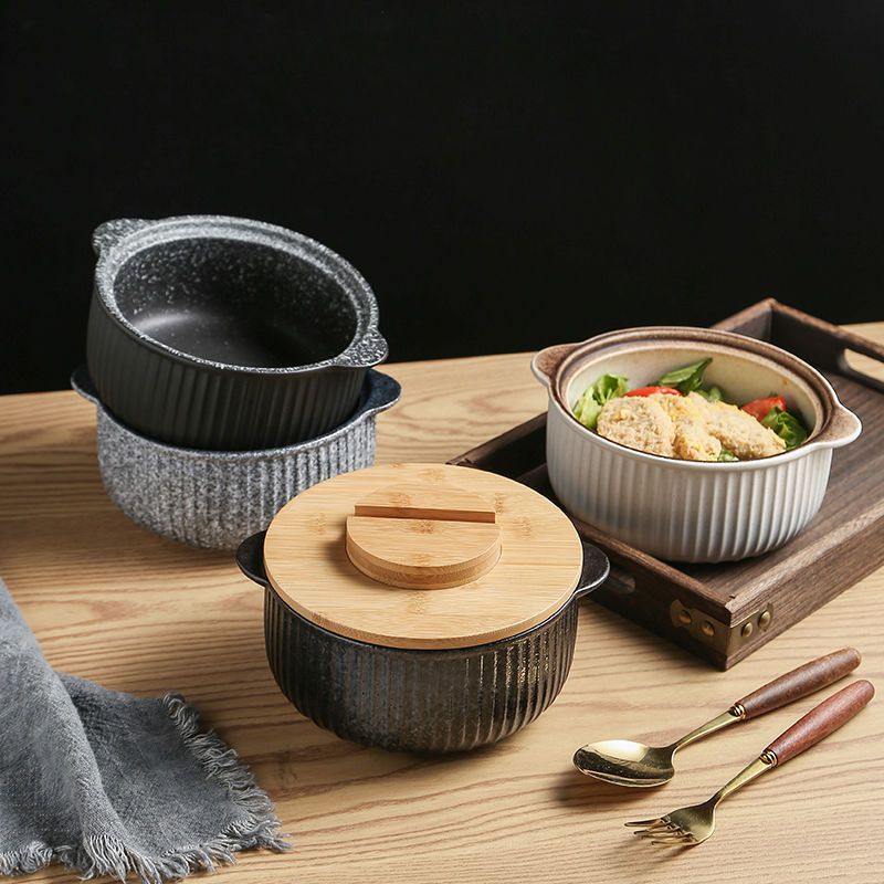 ❤川島❤ 日式餐具 泡面碗 帶蓋面碗 湯碗 雙耳陶瓷泡面鍋 飯碗 陶瓷碗 碗公 陶瓷泡麵碗 陶瓷微波泡麵碗