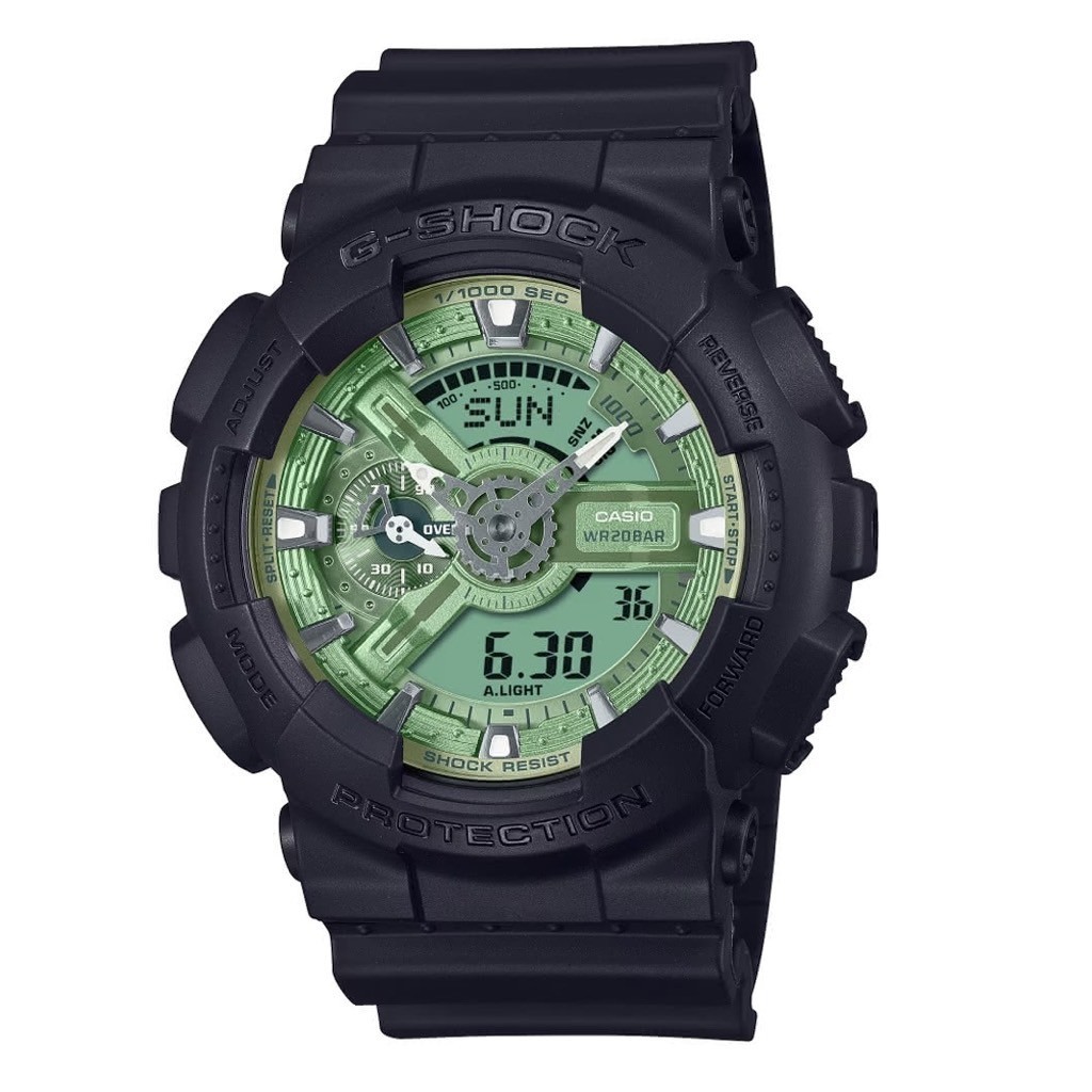 【G-SHOCK】鼠尾草綠色雙顯運動手錶GA-110-1A3 51.2mm 現代鐘錶